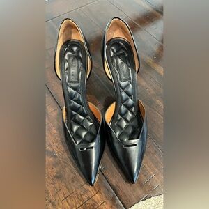 Celine Paris Black Leather Heels with Geometric Cut-Outs